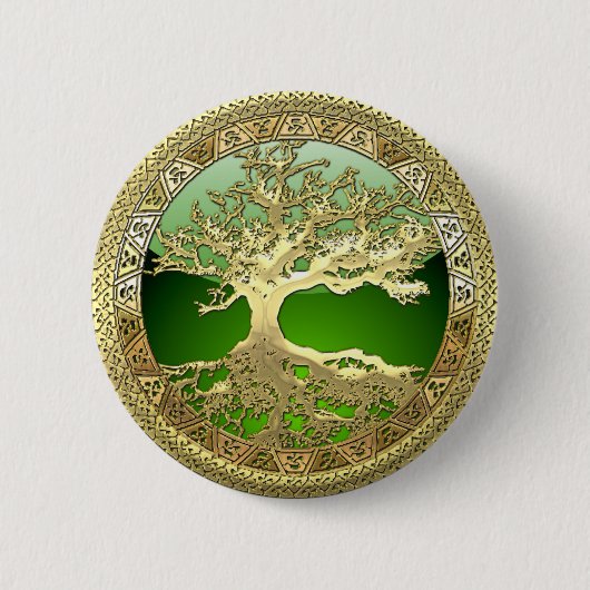 [91] Golden Celtic Tree of Life [3D] Button (Vorderseite)
