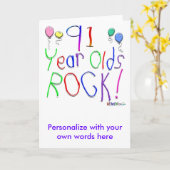 91 Jahre alt Rock ! Karte (Gelbe Blume)