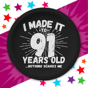 91 Jahre alt Sarcastic Meme Funny 91. Geburtstag Pappteller