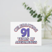 91 Jahre Geschenkdesigns Postkarte (Stehend Vorderseite)