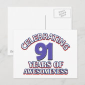 91 Jahre Geschenkdesigns Postkarte (Vorne/Hinten)