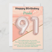 91-jährige Mädchen Happy Birthday Card (Rückseite)