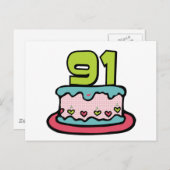 91-jähriger Geburtstagskuchen Postkarte (Vorne/Hinten)