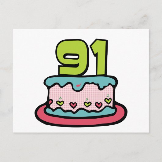 91-jähriger Geburtstagskuchen Postkarte (Vorderseite)
