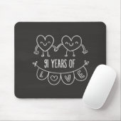 91. Jubiläum Geschenk Chalk Herzen Mousepad (Mit Mouse)