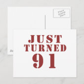 91 Nur Geburtstag gekehrt Postkarte (Vorne/Hinten)