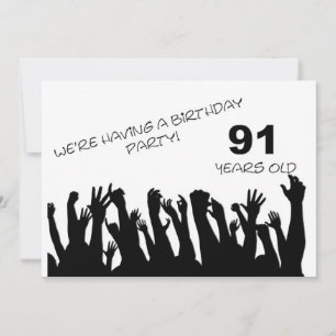 91. Party Einladung mit jubelnden Menschenmassen
