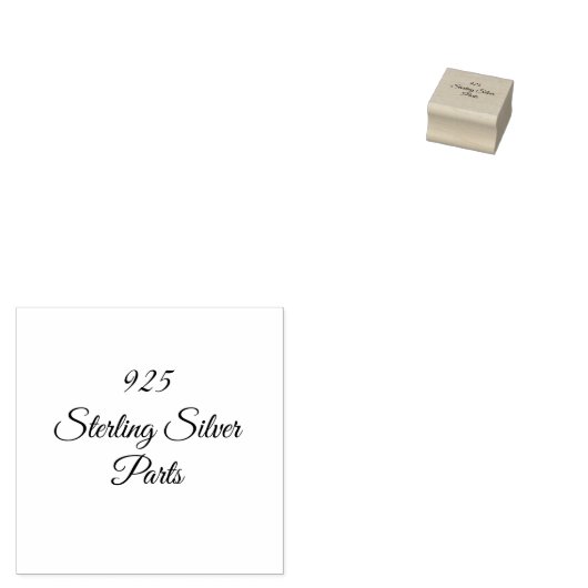 925 Sterling Silver Label Gummi Briefmarke Gummistempel (Stempel)