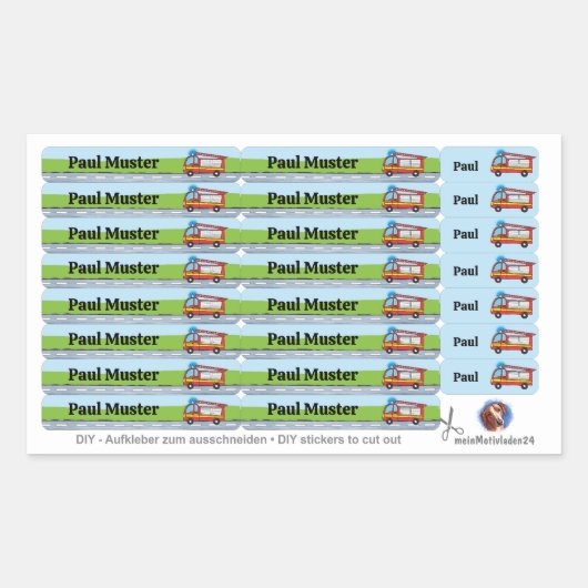 92 DIY Stifteaufkleber Feuerwehr Rechteckiger Aufkleber (Vorderseite)