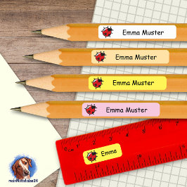 92 DIY Stifteaufkleber gelb rosa - Marienkäfer Rechteckiger Aufkleber