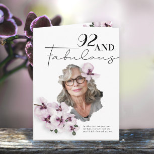 92 & Fantastische Orchideen-Foto-Geburtstagskarte Karte