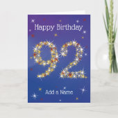 92. Geburtstag - 92. Stars - Blau - Alter 92 Karte (Vorderseite)