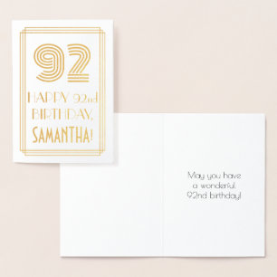 92. Geburtstag - Art Deco inspiriertes Aussehen "9 Folienkarte