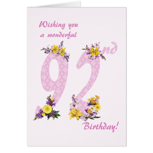 92. Geburtstag Blume dekorierte Zahlen (Vorne)