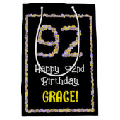 92. Geburtstag: Blumennummer, Individuelle Name, B Mittlere Geschenktüte (Vorderseite)