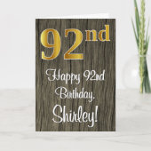 92. Geburtstag: Elegante Imitate Gold Look #, Imit Karte (Vorderseite)