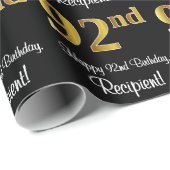 92. Geburtstag: Elegante Luxury Imitate Gold Look Geschenkpapier (Rolleneckpunkt)