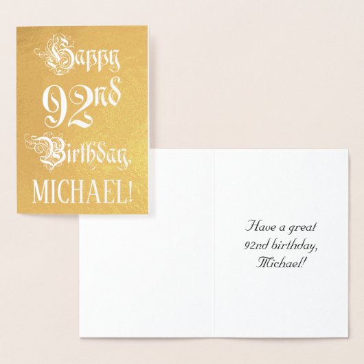 92. Geburtstag: Elegantes, Verziertes Drehbuch; In Folienkarte (Anzeige)