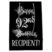 92. Geburtstag: Extravagant, elegant, Script + Ind Mittlere Geschenktüte (Rückseite)