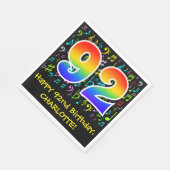 92. Geburtstag - Farbige Musiksymbole, Regenbogen  Serviette (Ecke)