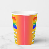 92. Geburtstag: Farbiges, lustiges Regenbogenmuste Pappbecher (Rechts)