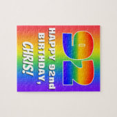 92. Geburtstag: Farbiges, lustiges Regenbogenmuste Puzzle (Horizontal)