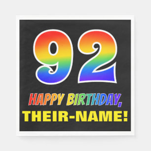 92. Geburtstag: Fett, Spaß, Einfach, Regenbogen 9 Serviette