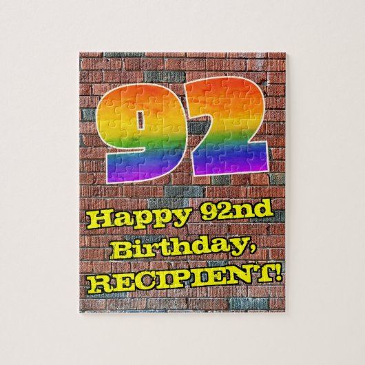 92. Geburtstag: Fun Graffiti-Inspiriert Regenbogen Puzzle (Vertikal)