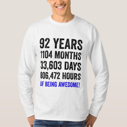 92. Geburtstag // Funny Men's Birthday Countdown T-Shirt (Vorderseite)