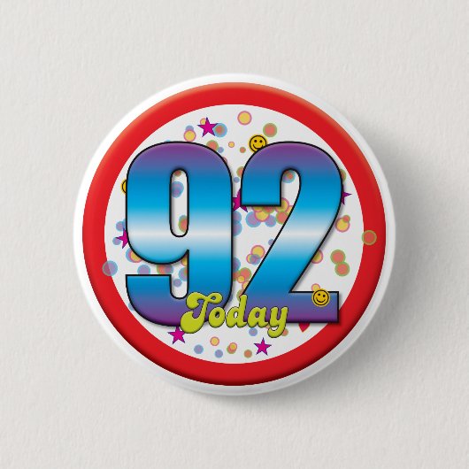 92. Geburtstag heute v2 Button (Vorderseite)