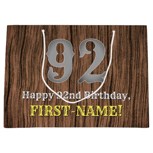 92. Geburtstag: Inspirierter Country Western Look, Große Geschenktüte (Vorderseite)
