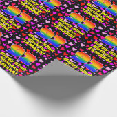 92. Geburtstag: Loving Hearts Pattern, Regenbogen Geschenkpapier (Ecke)