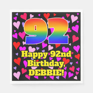 92. Geburtstag: Loving Hearts Pattern, Regenbogen Serviette