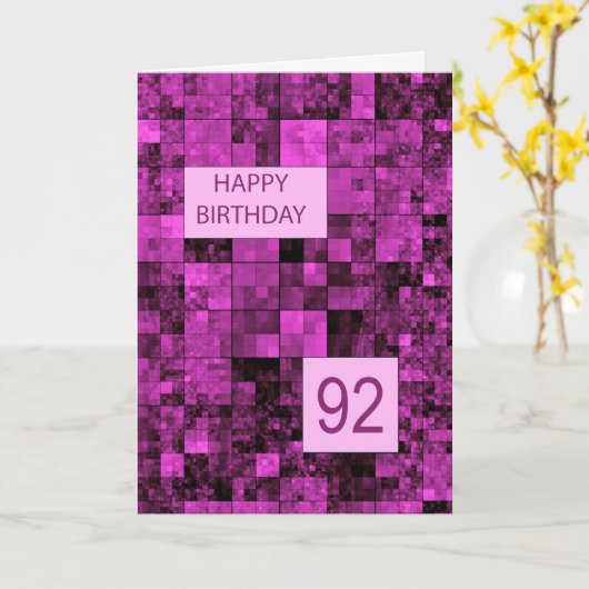 92. Geburtstag Pink-Pattern-Karte Karte (Gelbe Blume)