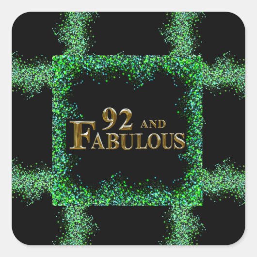 92. Geburtstag Quadratischer Aufkleber (Vorderseite)