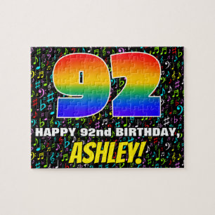 92. Geburtstag — Spaß, farbenfrohe Musiksymbole &  Puzzle