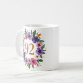92. Geburtstagsfeier - Blumenkreide mit Goldnummer Kaffeetasse (Vorderseite Links)