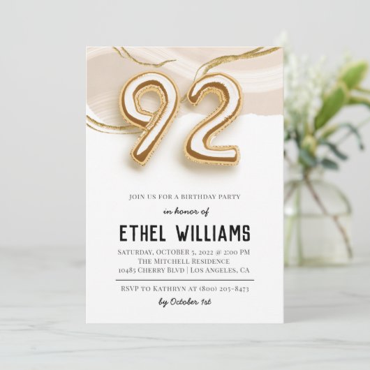 92. Geburtstagsparty Einladung (Stehend Vorderseite)