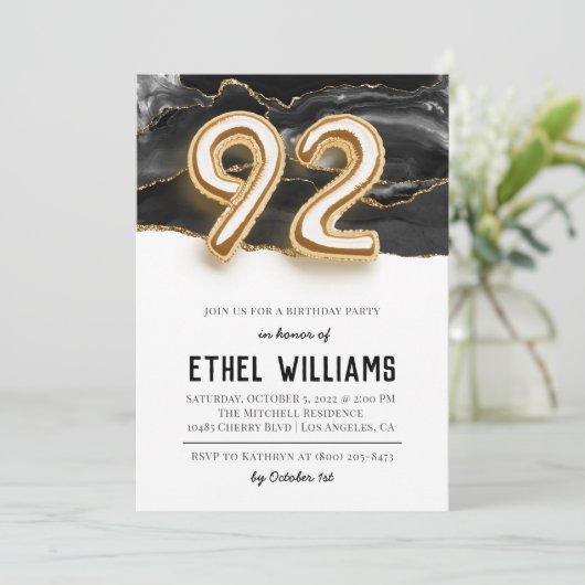 92. Geburtstagsparty Einladung (Stehend Vorderseite)