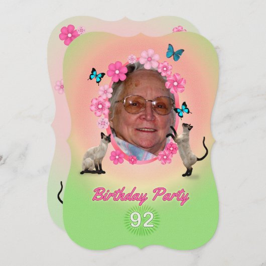 92. Geburtstagsparty Einladung (Vorne/Hinten)