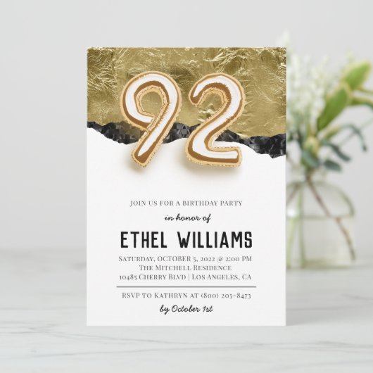 92. Geburtstagsparty Einladung (Stehend Vorderseite)