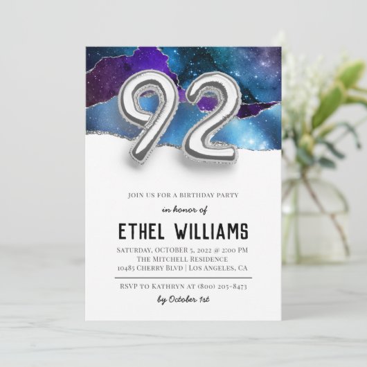 92. Geburtstagsparty Einladung (Stehend Vorderseite)