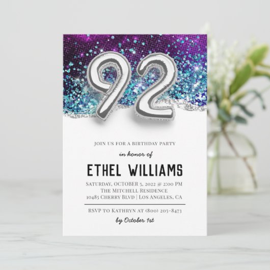 92. Geburtstagsparty Einladung (Stehend Vorderseite)