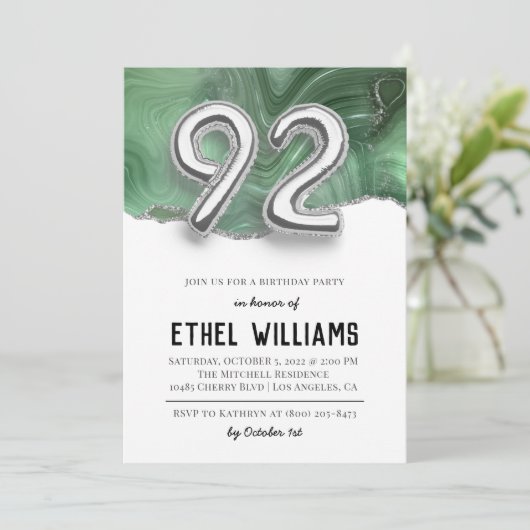 92. Geburtstagsparty Einladung (Stehend Vorderseite)