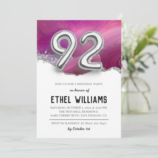 92. Geburtstagsparty Einladung (Stehend Vorderseite)