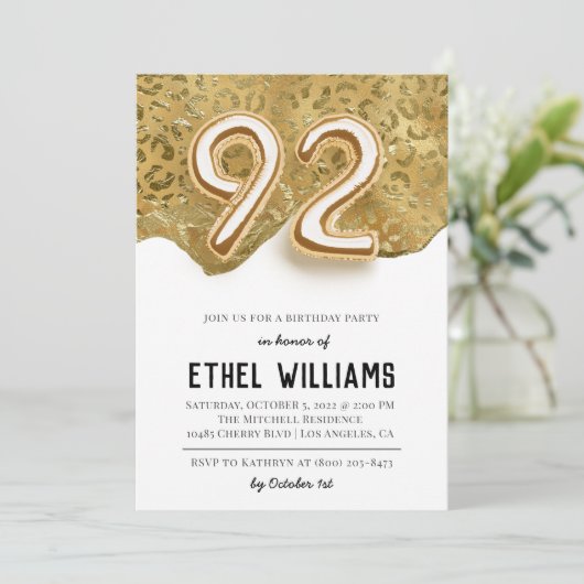 92. Geburtstagsparty Einladung (Stehend Vorderseite)