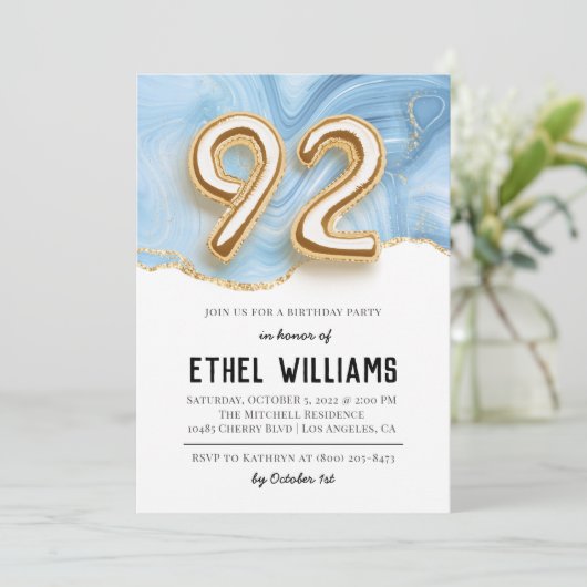 92. Geburtstagsparty Einladung (Stehend Vorderseite)