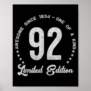 92 Jahre alte Vintage 19 Limited Edition 92. Gebur Poster