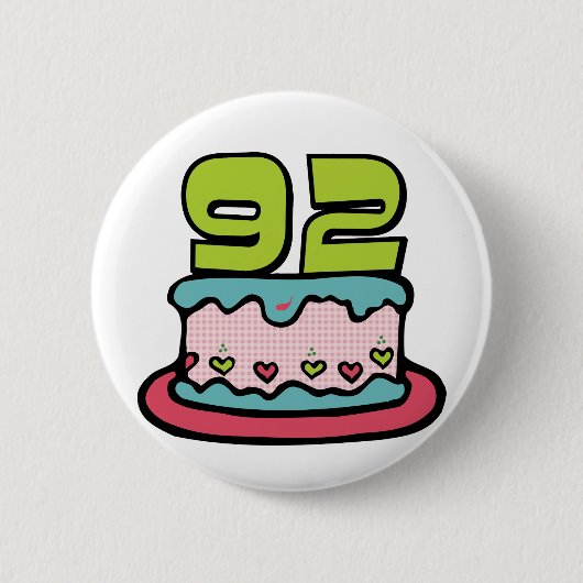 92-jähriger Geburtstagskuchen Button (Vorderseite)