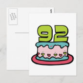 92-jähriger Geburtstagskuchen Postkarte (Vorne/Hinten)